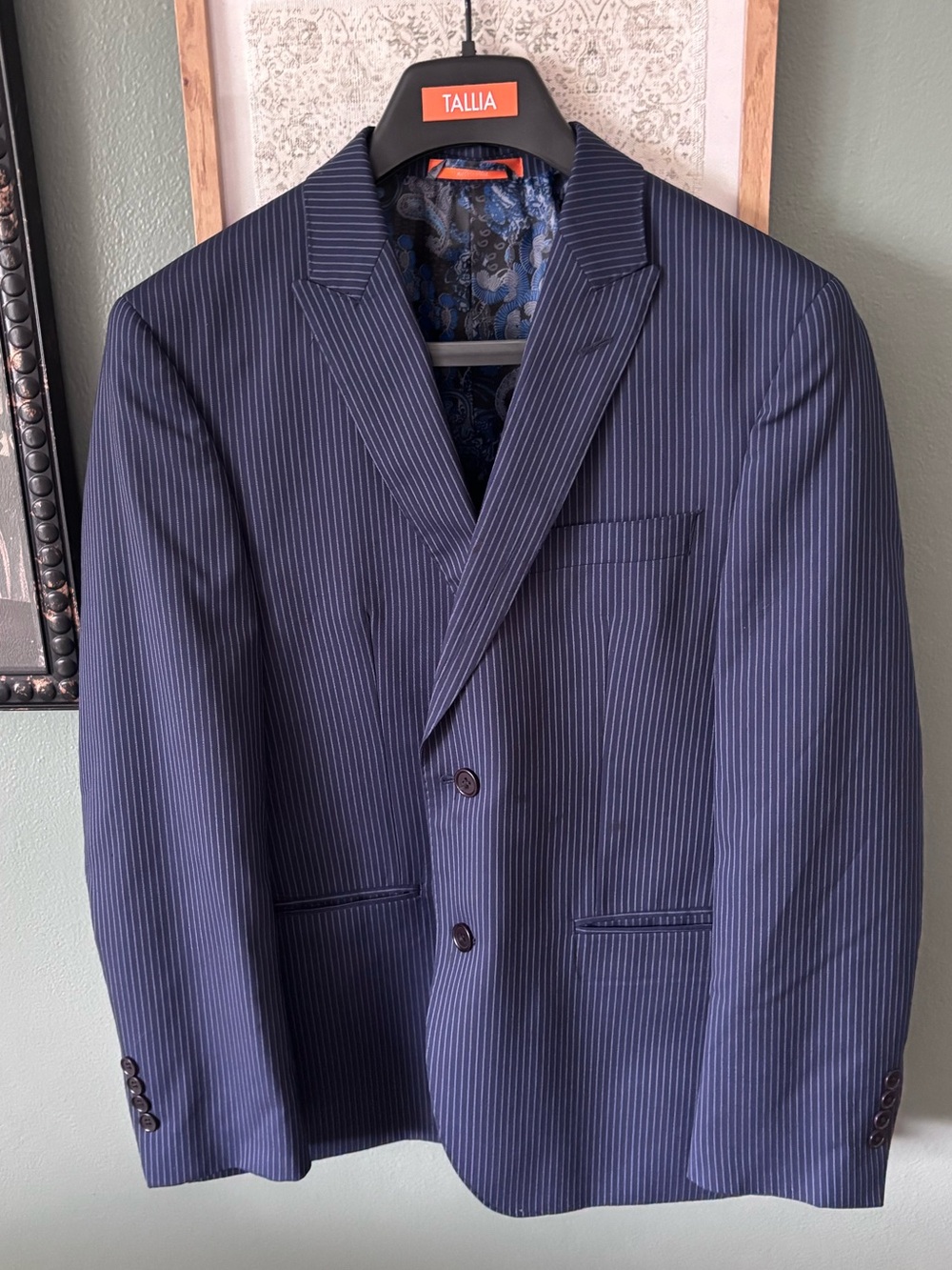TALLIA for Lord and Taylor Navy Pinstripe Sport Coat with Notch Lapel